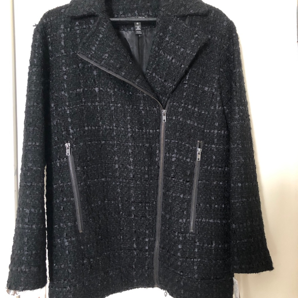 New Aqua Black Wool Blend Jacket